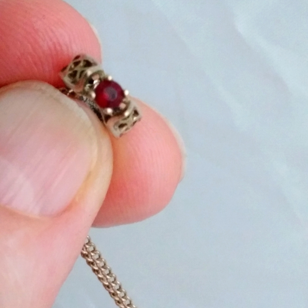 🌙Vintage 925 Garnet Birthstone Ring January on 925 Chain - Picture 7 of 15
